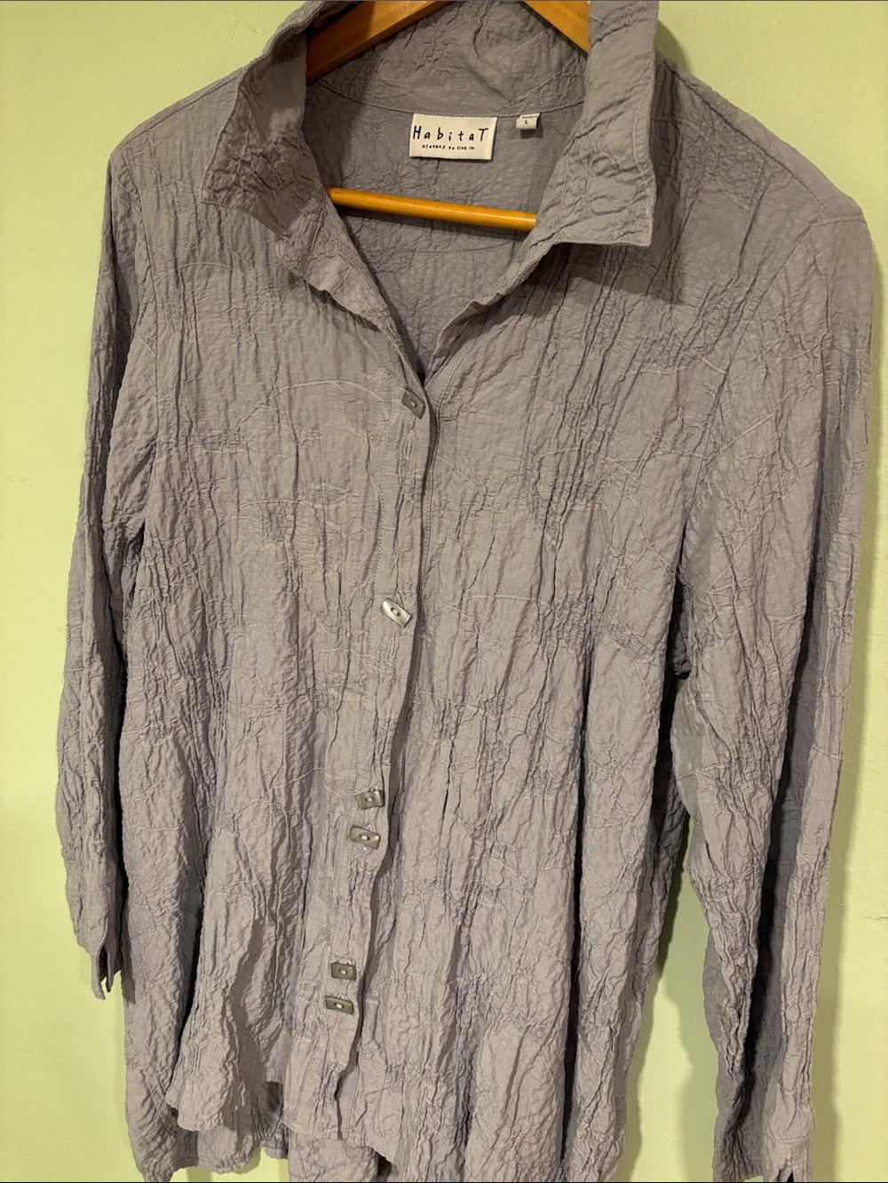 Habitat Soft Lavender Crinkle Button-Front Blouse